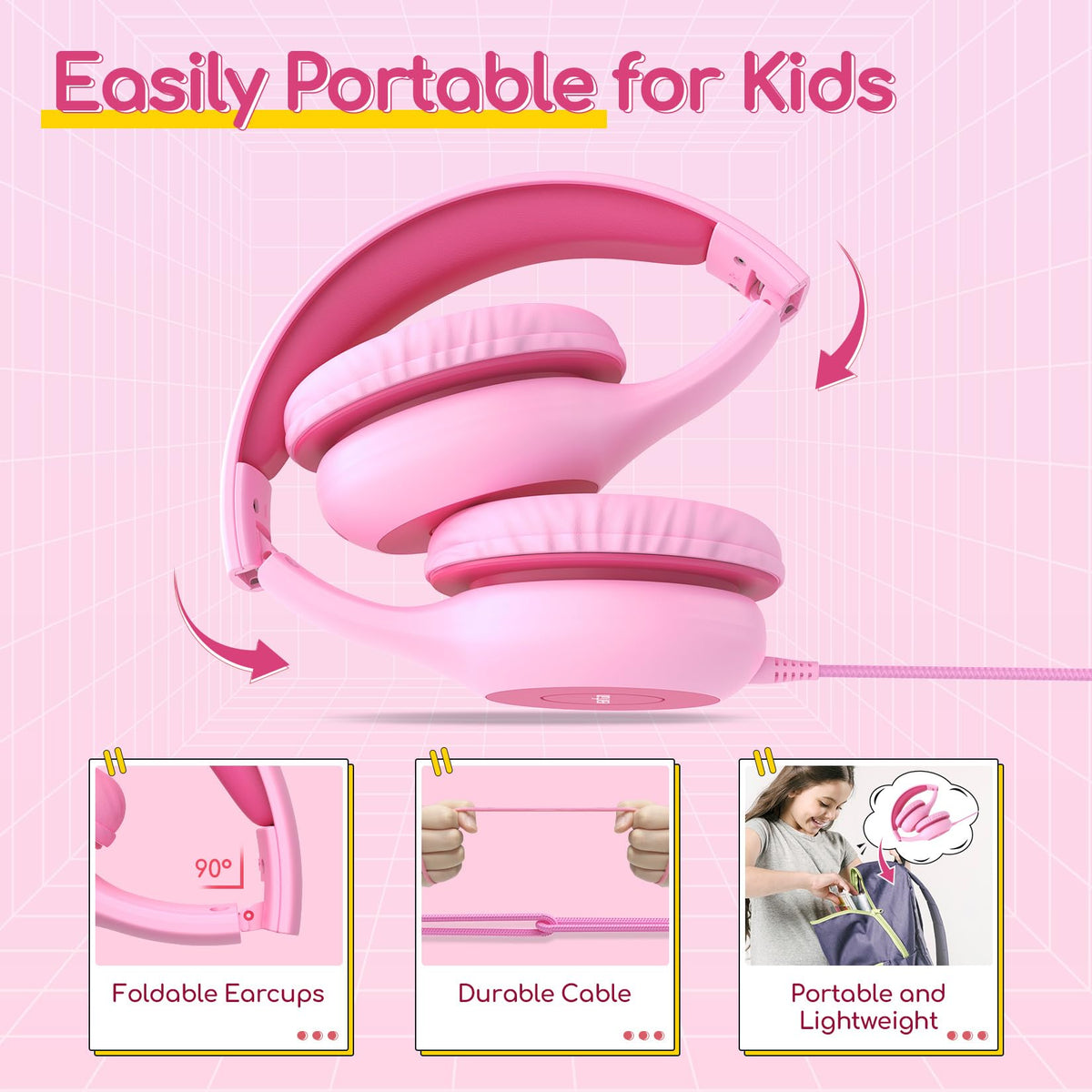 EarFun Kinder Kopfhörer mit 3,5 mm Kabel, Lautstärkebegrenzung, Blau-grün