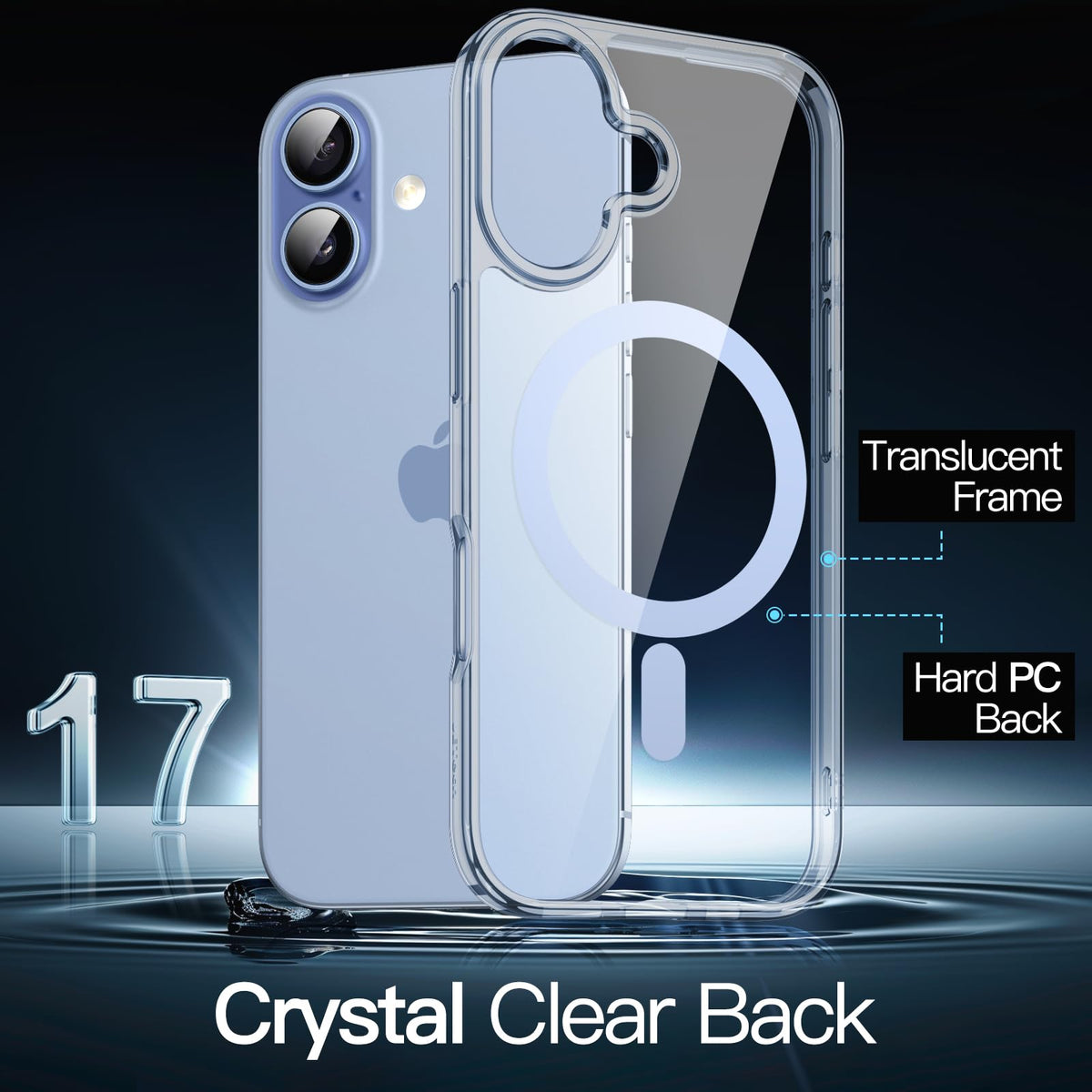 JETech Magnetische Hülle für iPhone 17, Durchsichtig