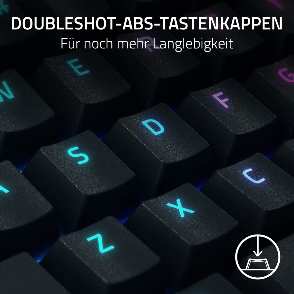Razer BlackWidow V4 - Mechanische Gaming-Tastatur Chroma RGB (Mechanische Yellow Switches, 6 eigene Makro-Tasten, Doubleshot-ABS-Tastenkappen) QWERTZ DE-Layout | Schwarz