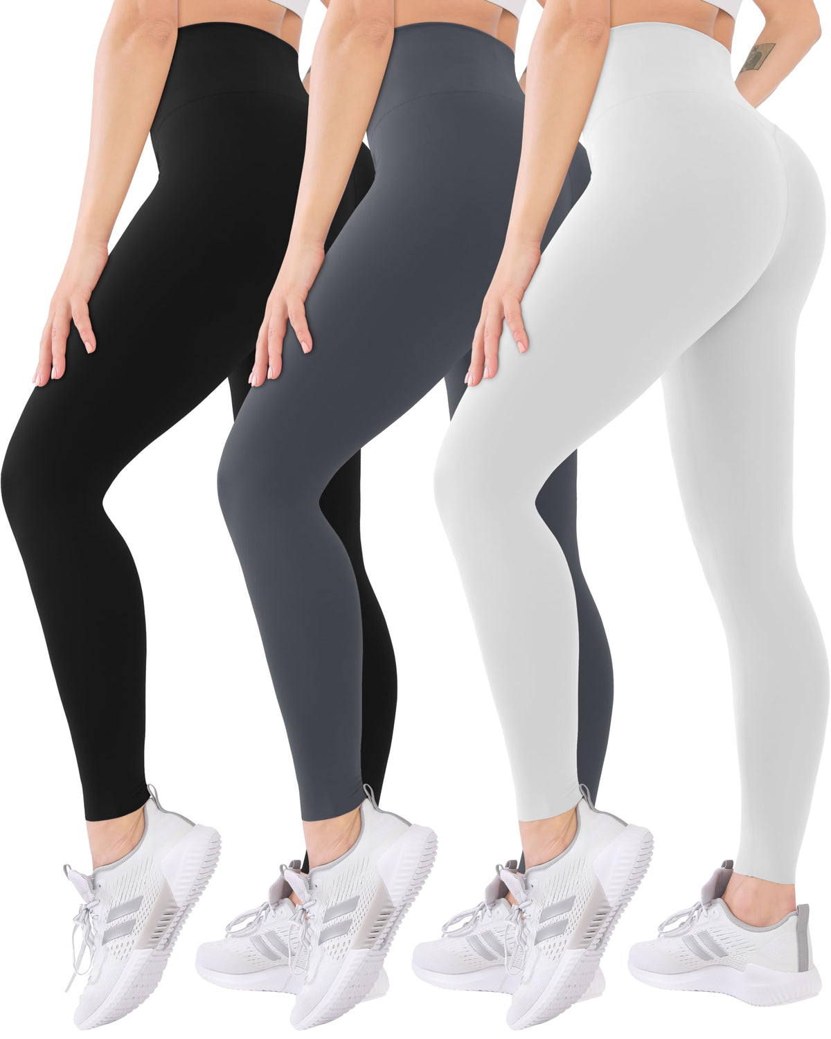 Blisset 3 Pack High Waisted Leggings for Women with Pockets Soft Active Compression Pants for Yoga Running & Daily Wear