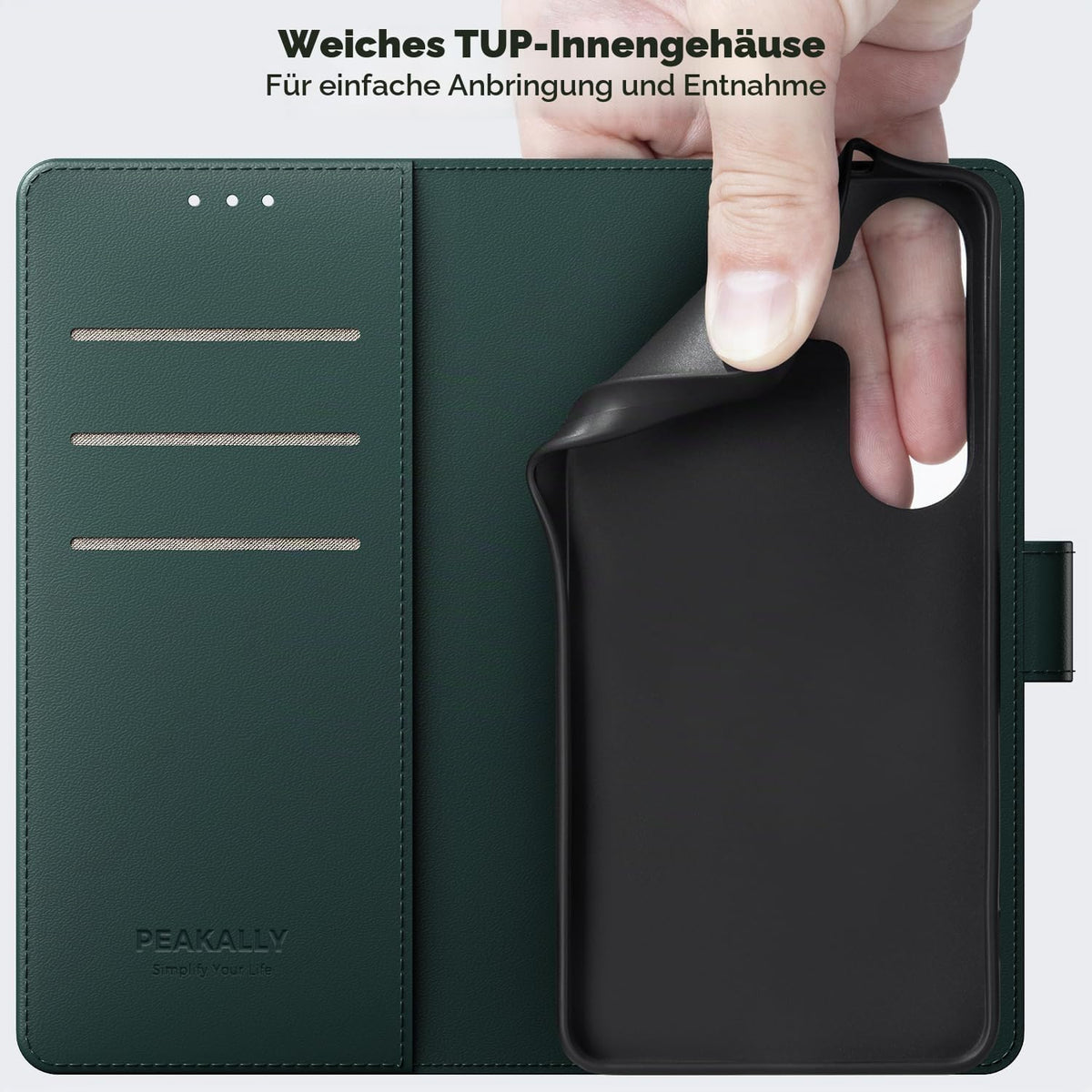 Peakally Handyhülle für Samsung Galaxy A17 5G Hülle [Mit 1 Stück Panzer Schutz Glas] [Premium PU Leder] [RFID-Blockierung] [Kartenfach] Klapphülle kompatibel mit Galaxy A17 5G / 4G - Grün