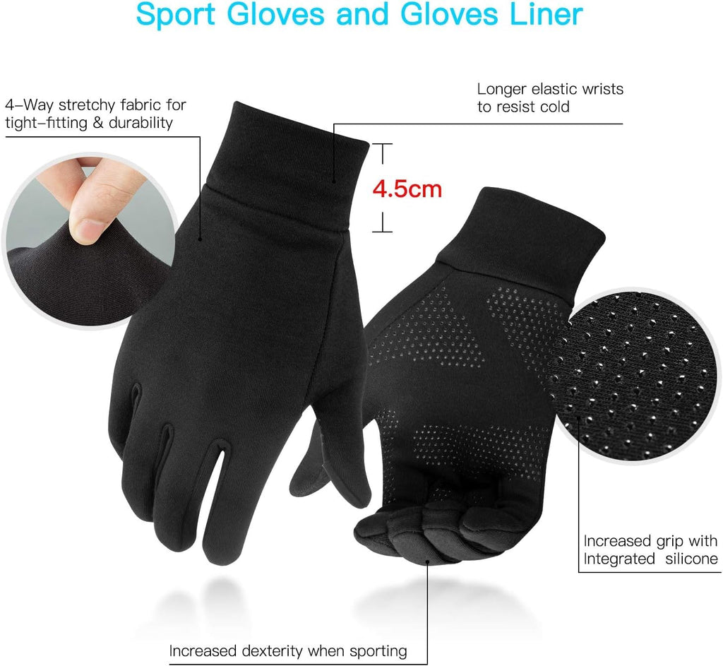 Unigear Touchscreen Handschuhe, Herren Damen Sporthandschuhe Handschuhfutter Outdoor Laufhandschuhe Warme Winddichte Winterhandschuhe Anti-Rutsch Full Finger für Laufen, Fahren, Radfahren, Wandern