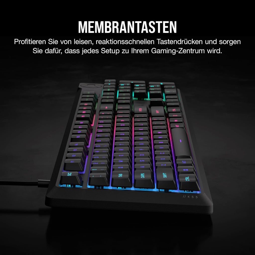 Corsair K55 CORE RGB Membran Kabelgebundene Gaming-Tastatur – Schwarz