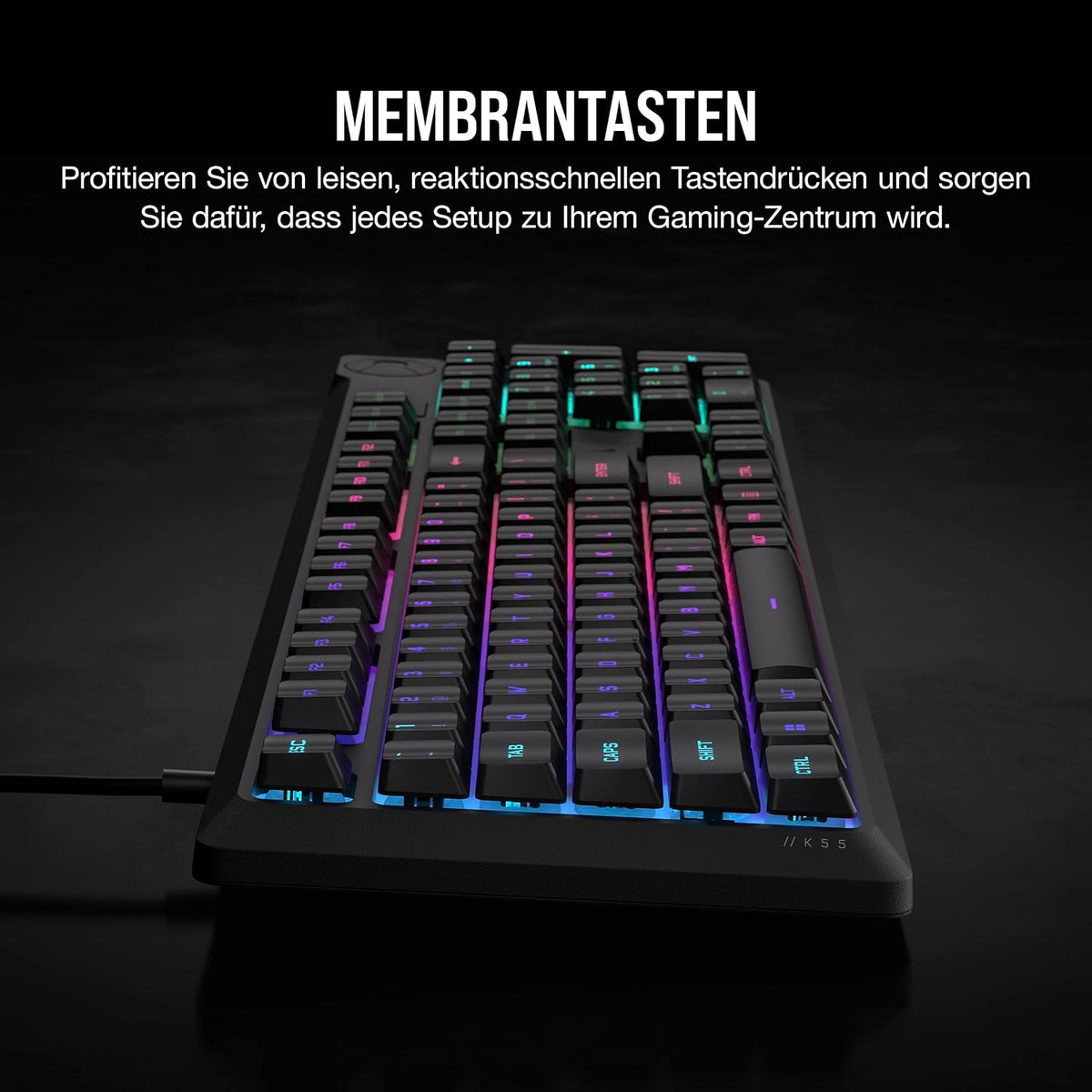 Corsair K55 CORE RGB Membran Kabelgebundene Gaming-Tastatur – Schwarz