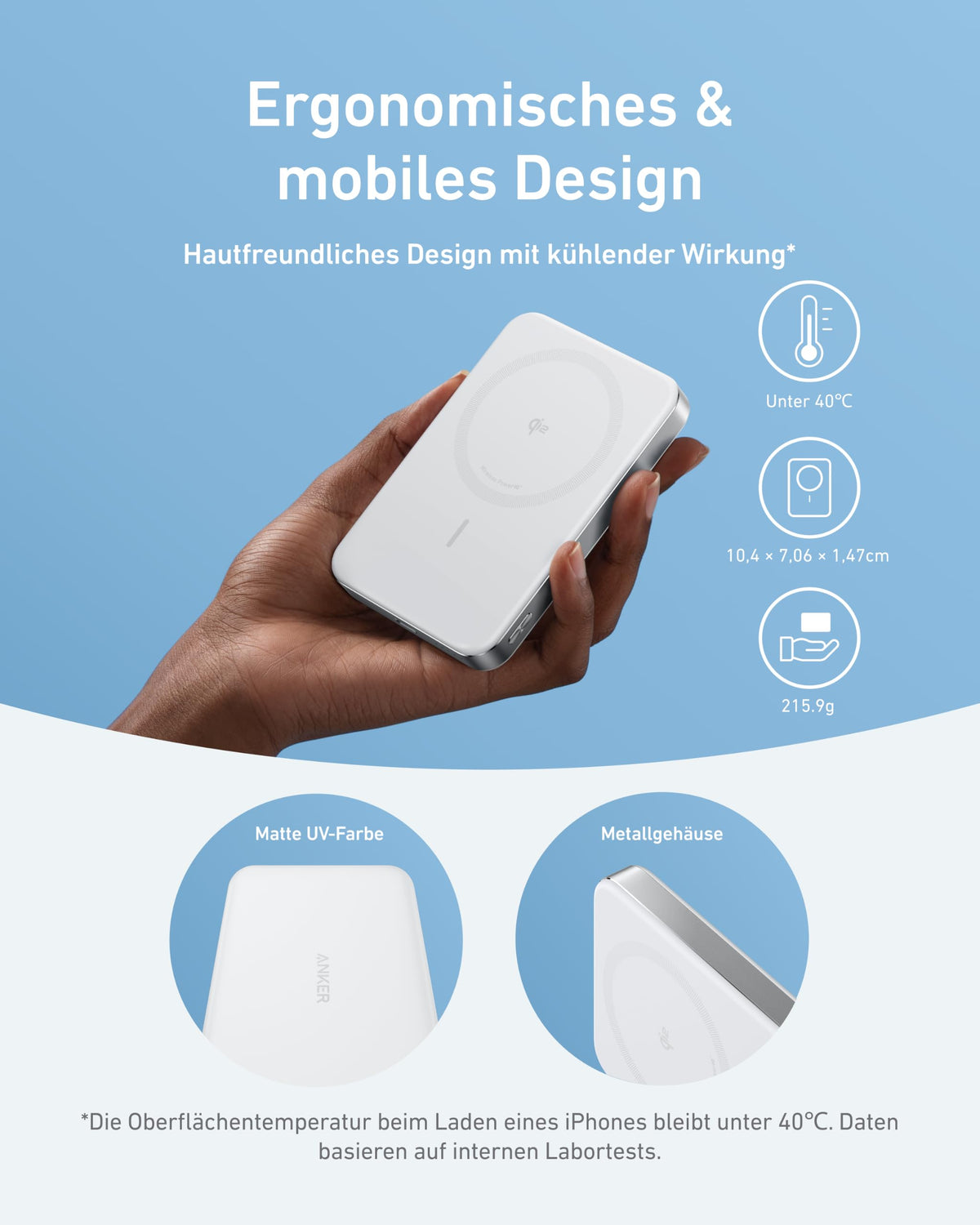 Anker MagGo Flache magnetische Powerbank 10000mAh Qi2 15W