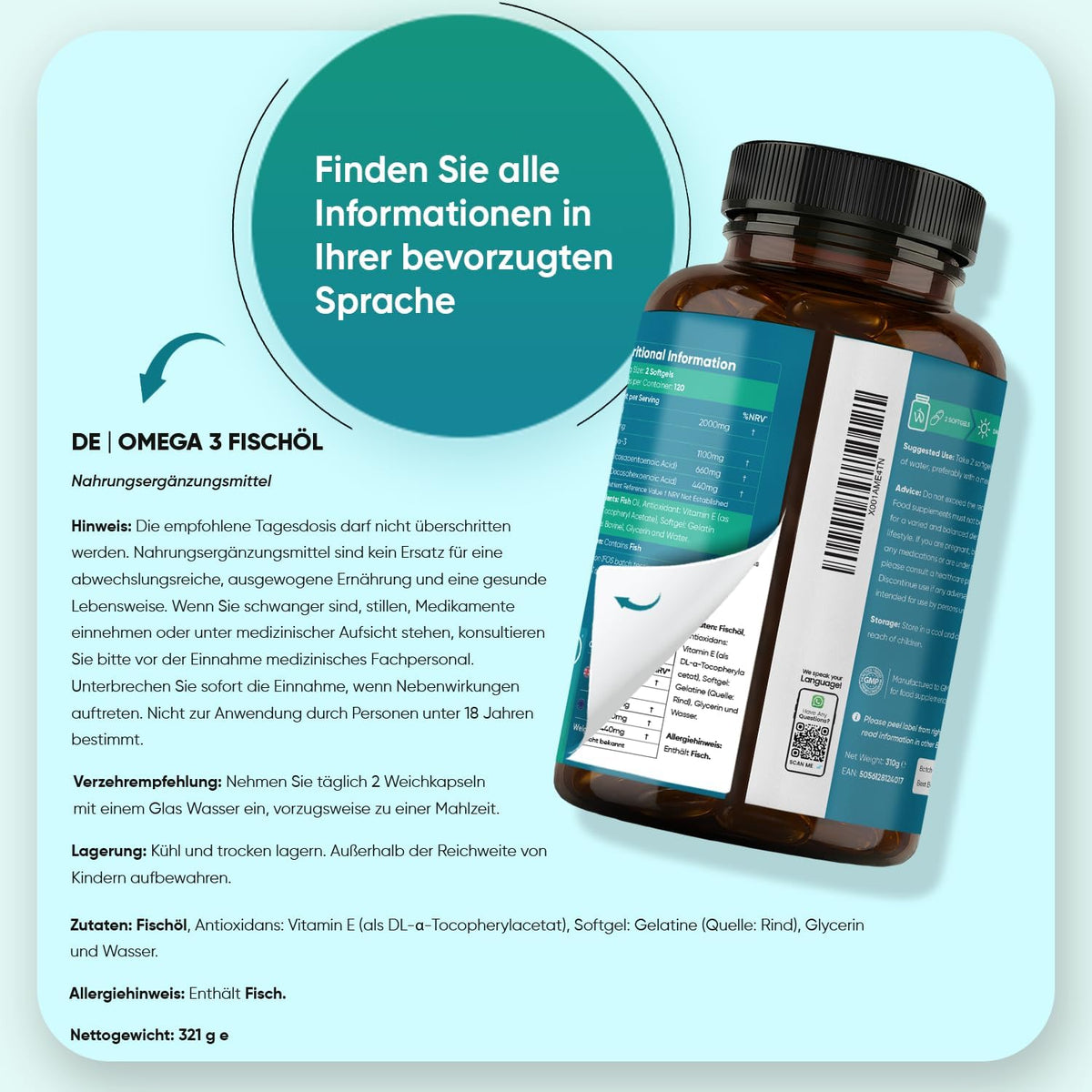 WeightWorld Omega 3 Weichkapseln - 2000mg Fischöl - 660mg EPA & 440mg DHA