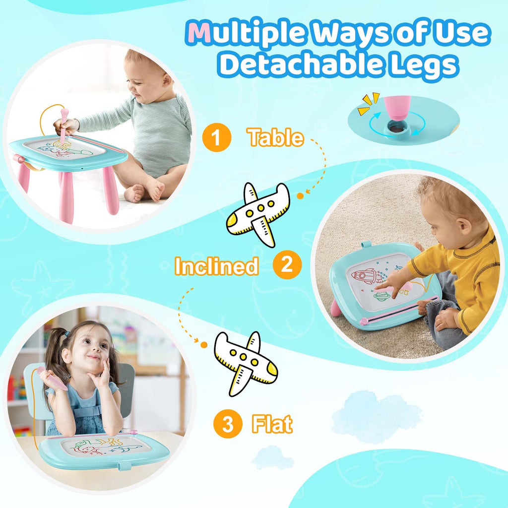 Kikidex Magnetic Drawing Board, Toddler Girl Toys for 1-3 Year Old, Doodle Board Pad Learning and Educational Toys for 1 2 3 Year Old Kids Birthday Gift (Soft Pink)