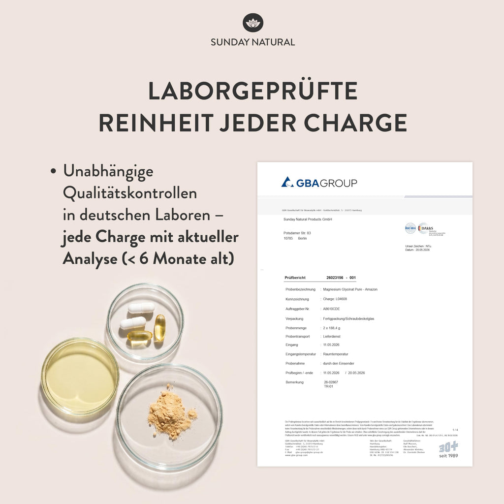 SUNDAY NATURAL® Magnesium Bisglycinat - 240 Kapseln - 300mg reines Magnesium pro Tagesdosis - Depot Magnesiumglycinat als organisches Aminosäurechelat - Laborgeprüft, vegan