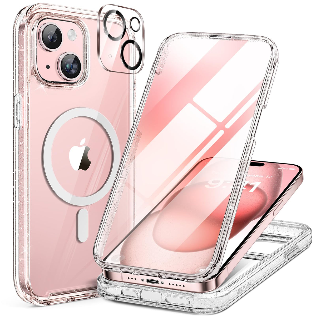 Miracase für iPhone 17 Hülle 6,3 Zoll,360 Grad Komplettschutz,Schwarz