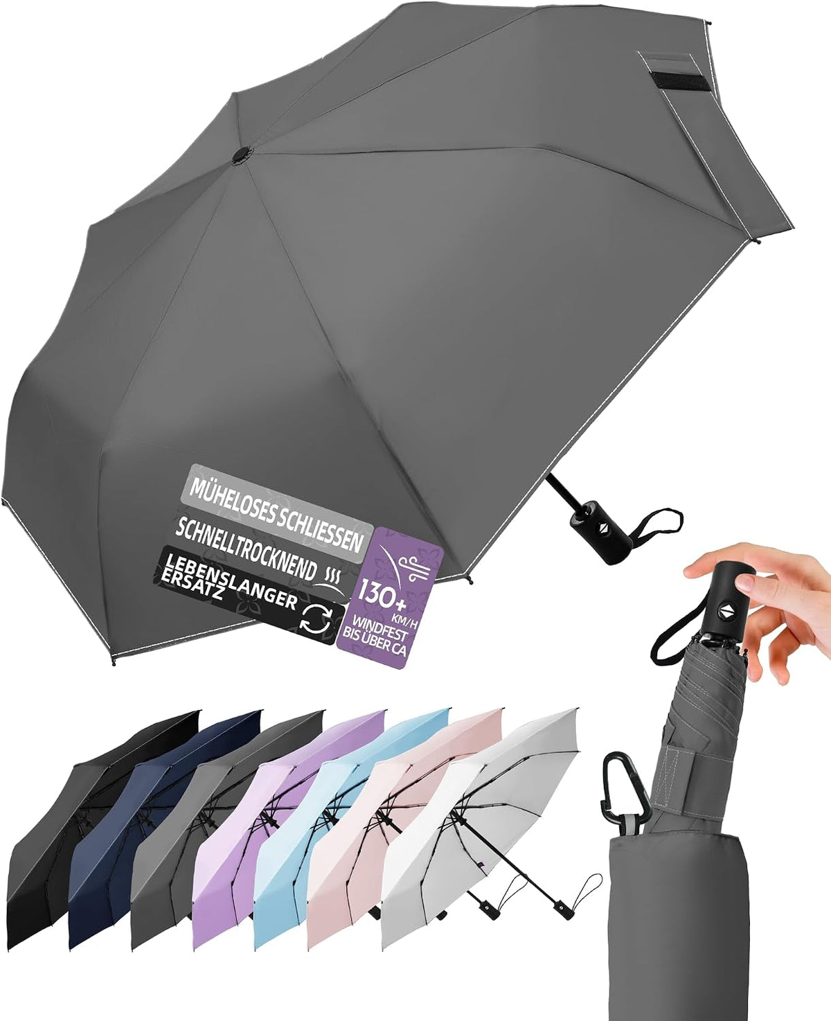 LILAC Regenschirm Klein Stabil Windfest
