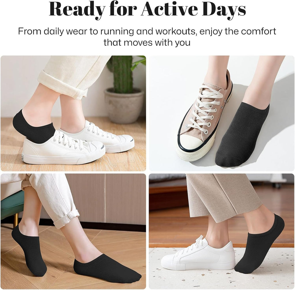 Wernies No Show Socks Women Low Cut Ankle Socks Non Slip 4/8 Pairs