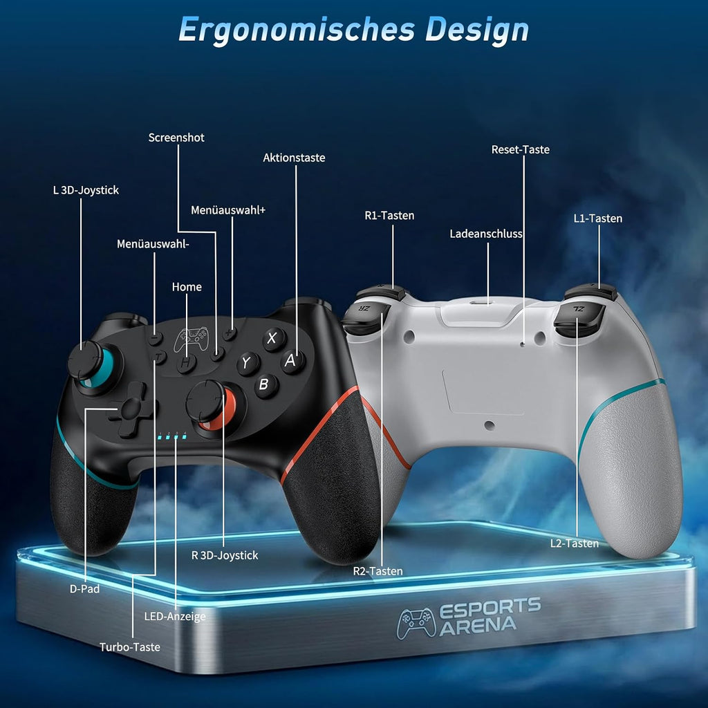 Reddening Switch 2 Controller für Switch/Switch 2/Switch Lite/Switch OLED,Switch Controller mit Doppel Vibration,Switch 2 Pro Controller mit 6 Achsen Gyro,Hall Joystick,Aufwachen,Turbo (Weiß Schwarz)
