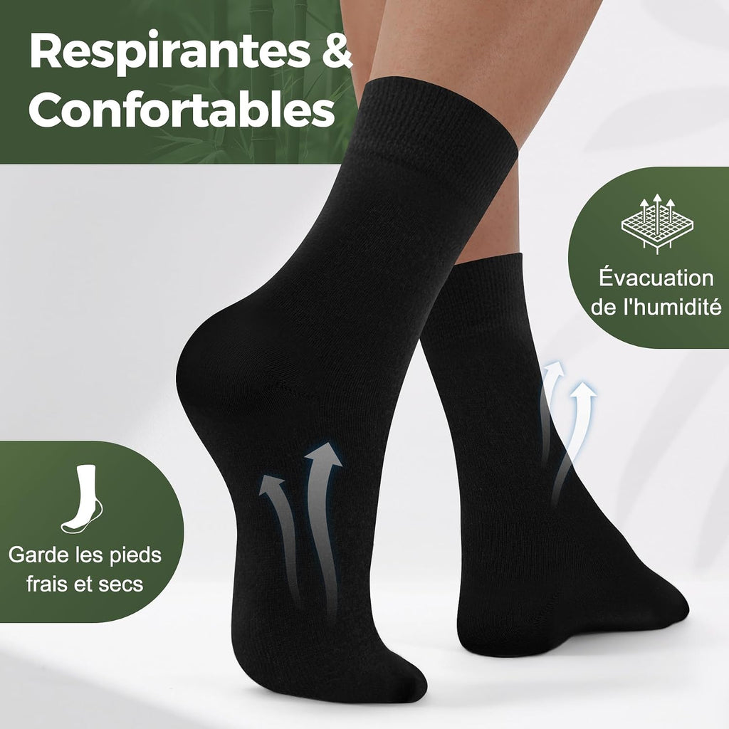 FALARY Chaussettes Bambou Homme Femme, Lot de 6/12 Chaussettes