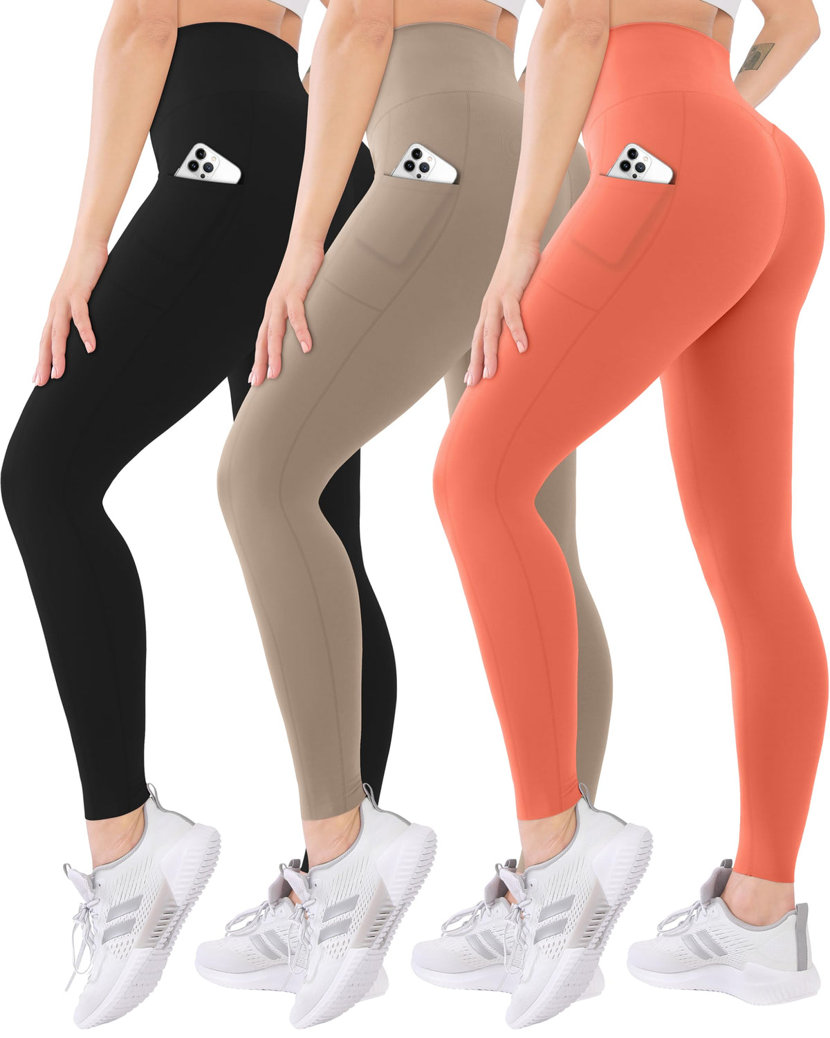 Blisset 3 Pack High Waisted Leggings for Women with Pockets Soft Active Compression Pants for Yoga Running & Daily Wear