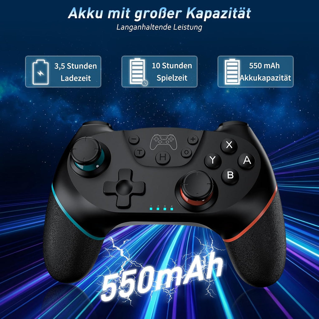Reddening Switch 2 Controller für Switch/Switch 2/Switch Lite/Switch OLED,Switch Controller mit Doppel Vibration,Switch 2 Pro Controller mit 6 Achsen Gyro,Hall Joystick,Aufwachen,Turbo (Weiß Schwarz)