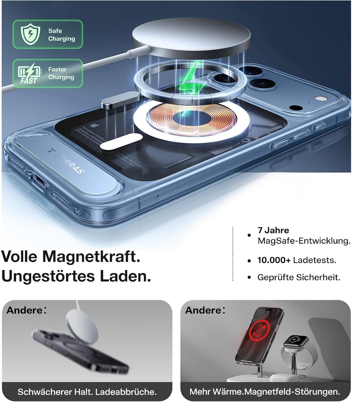 TORRAS Ostand L1 Hülle für iPhone 16 Pro für MagSafe Case, Schwarz