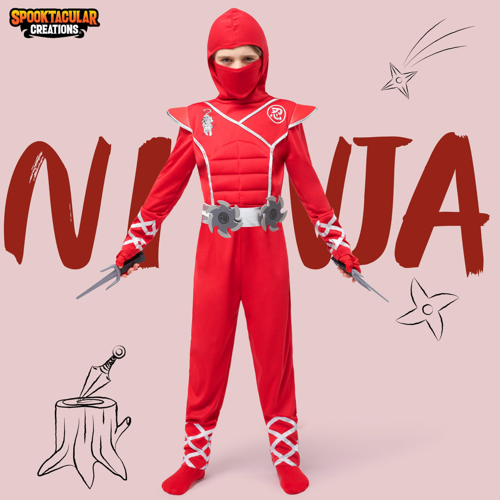 Spooktacular Creations Halloween Ninja Costume, Ninja Outfit Set for Kids, Halloween Costumes for Boys Dress Up Party