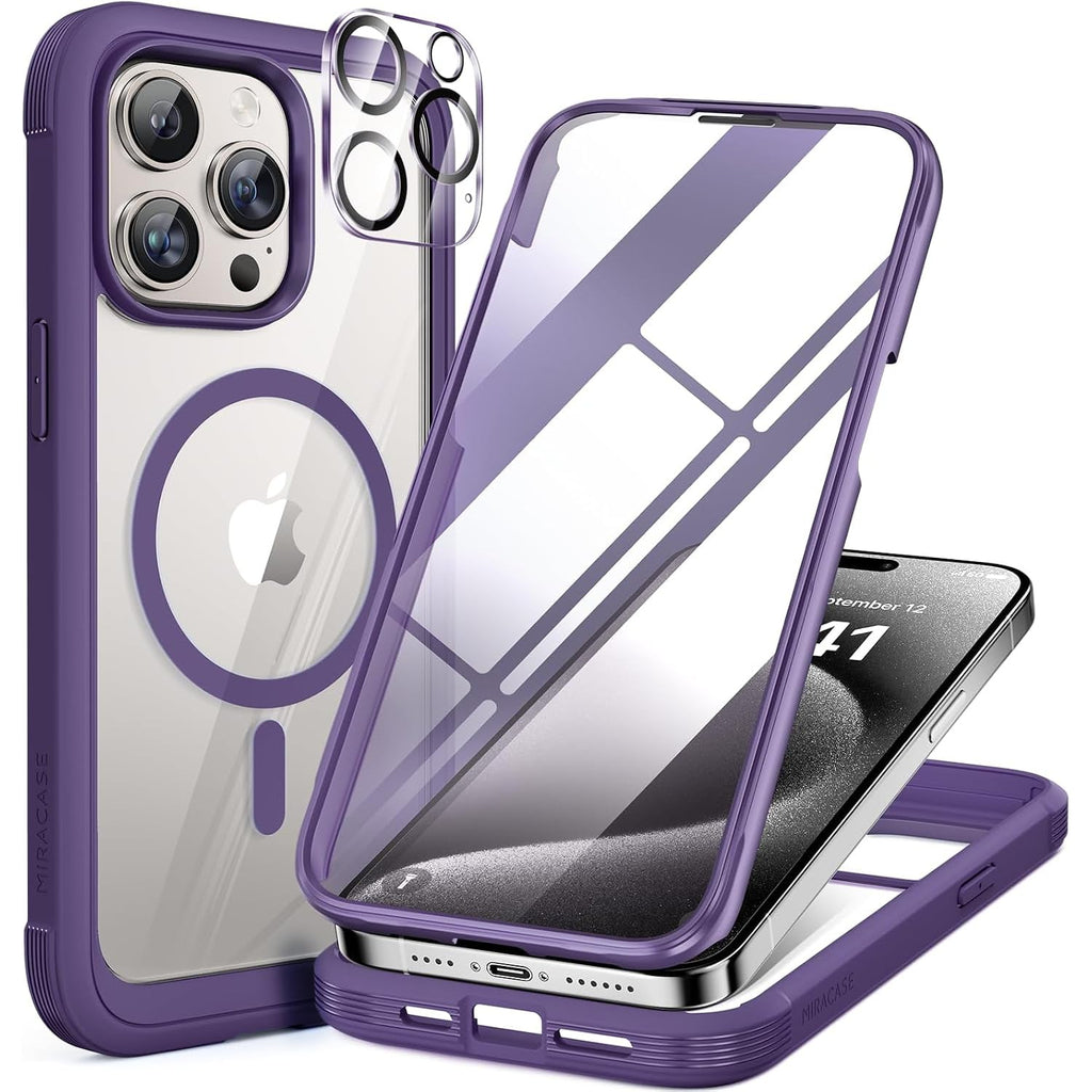Miracase für iPhone 17 Hülle 6,3 Zoll,360 Grad Komplettschutz,Schwarz