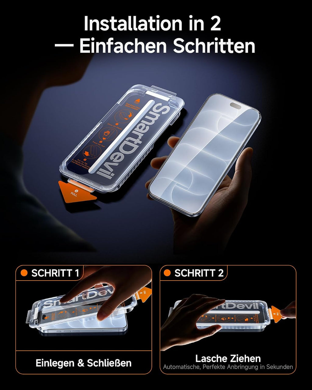 SMARTDEVIL 2 Pack Privatsphäre Schutz für iPhone 17 Panzerglas