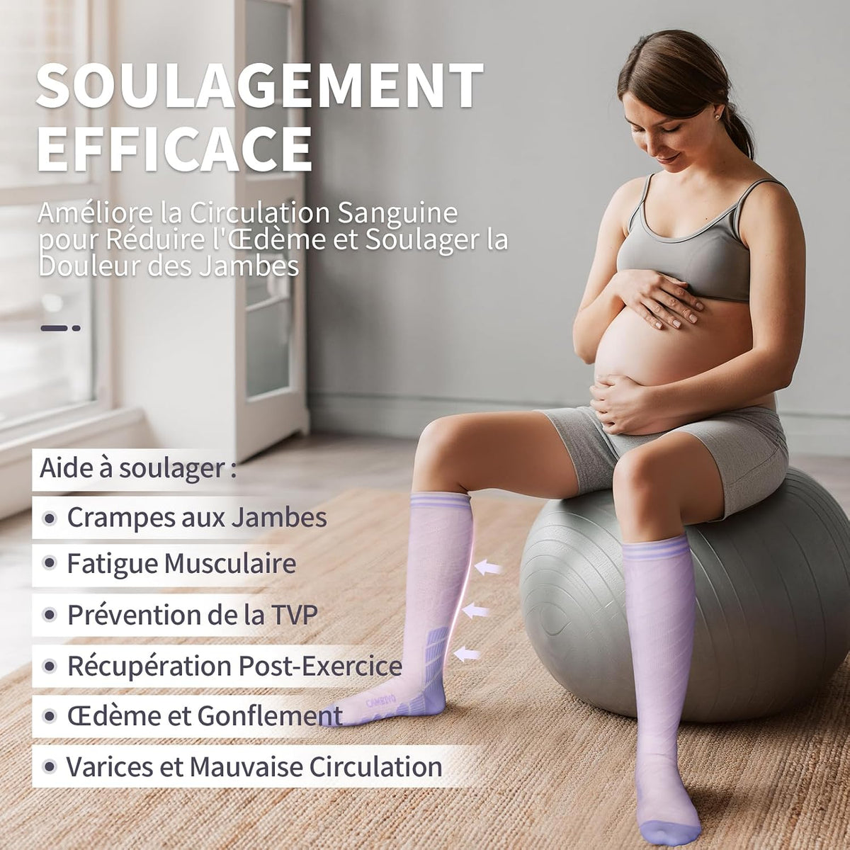 CAMBIVO Bas de Contention Femme Homme 3Paires, Chaussettes de Compression 20-30mmHg, Chaussette Contention Classe 2, pour Circulation Sanguine, Course a Pied, Voyage Avion, Sport, Running, Infirmiere