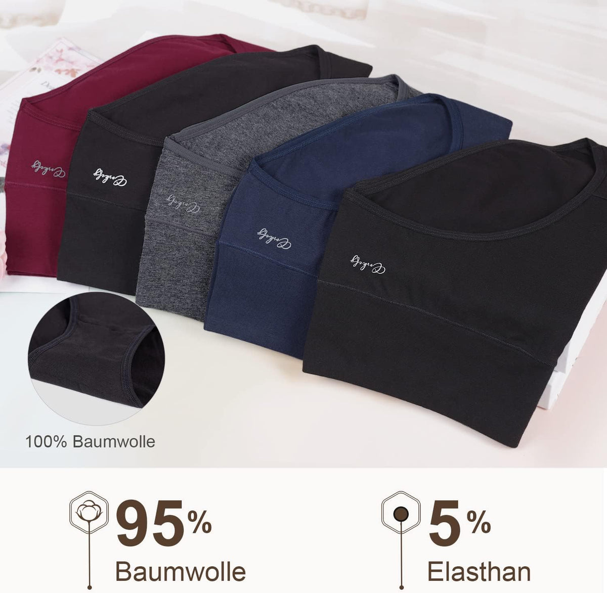 anqier Damen-Unterhosen, 5er-Pack, Stretch-Baumwolle, hoch geschnittene Slips für Damen