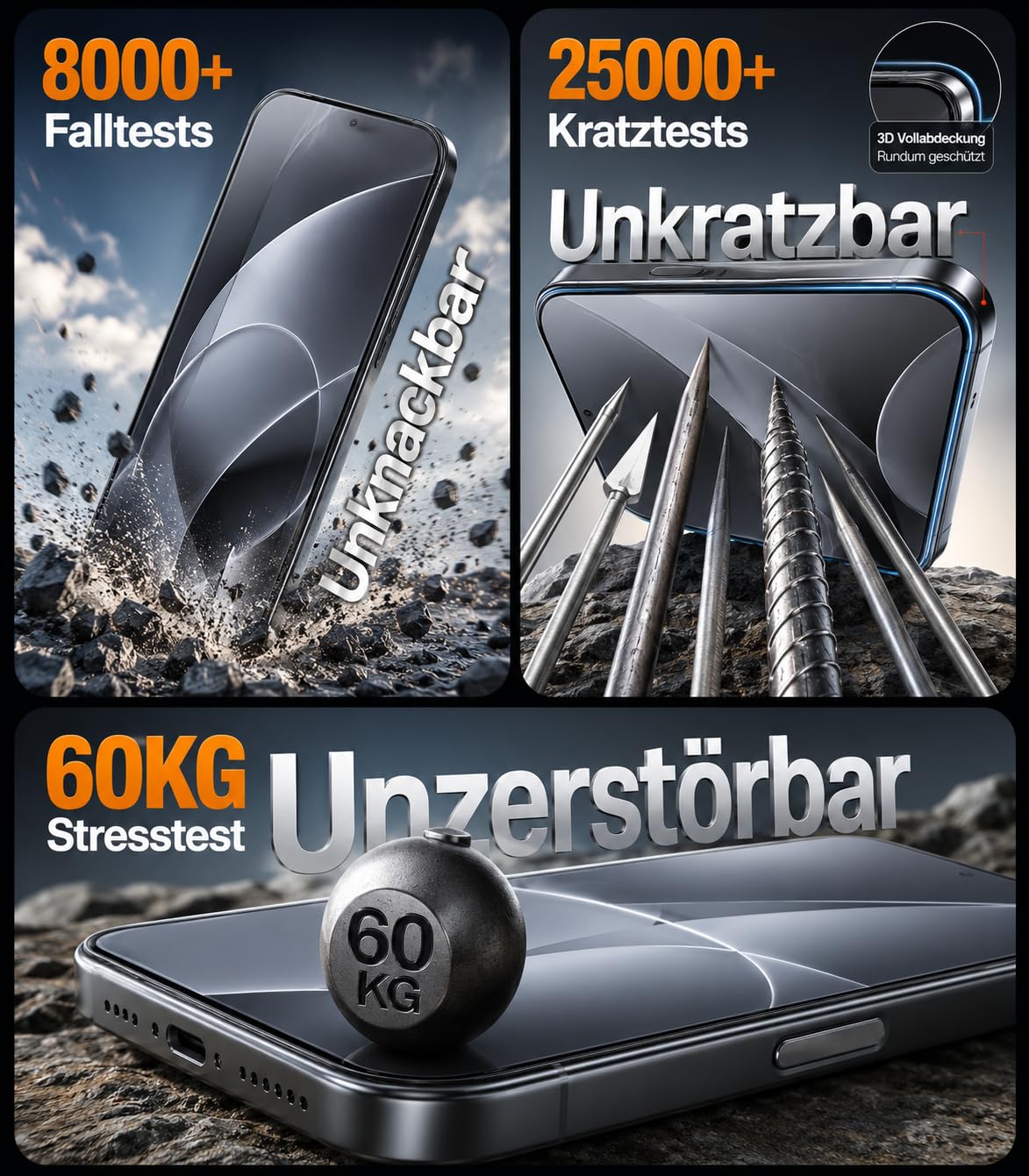 TORRAS für iPhone 18 Pro für Panzerglas TOP 9H+, Auto-Montage, 2 Stück