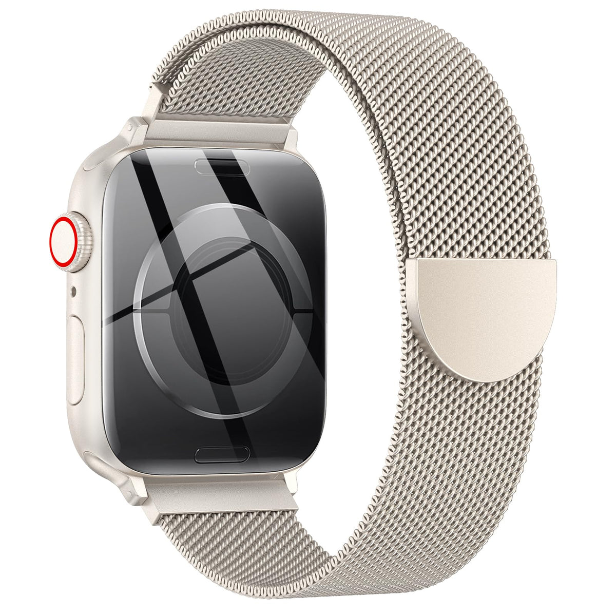 OULUOQI Edelstahl Milanaise Armband für Apple Watch 44mm 46mm 45mm 49mm