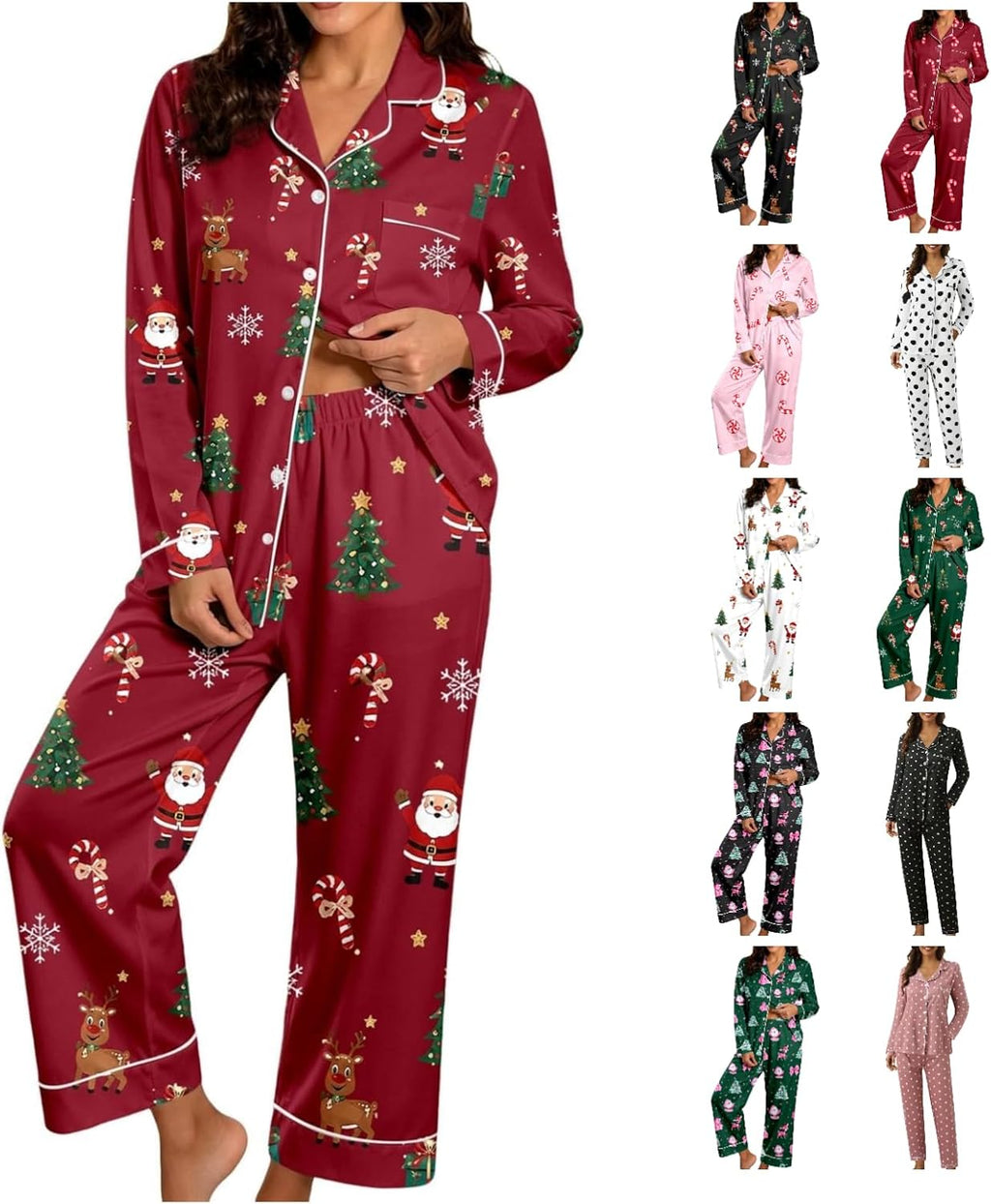 Christmas Pyjamas Women 2026 2 Ladies Pieces Fluffy Pjs Matching Christmas Womens Pyjamas Long Sleeve Xams Plus Size Fashion Autumn Winter Nightwear Lounge Wear Sets for Women UK