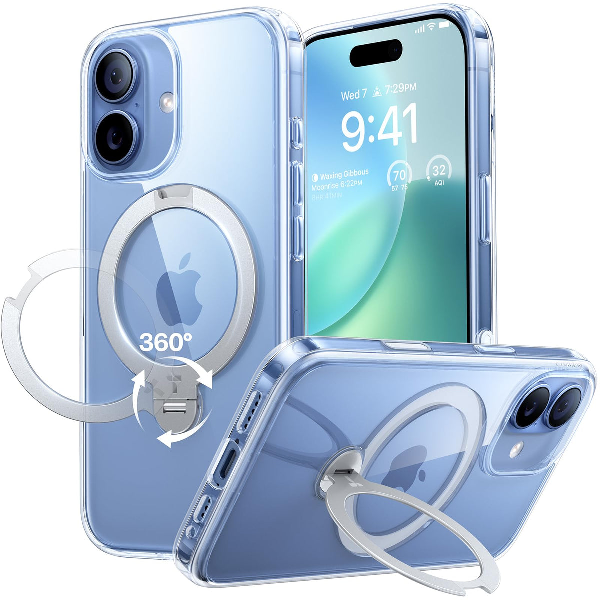 TORRAS Ostand Q3 Spin für iPhone 18 Pro Hülle für MagSafe 360°Stand Schwarz