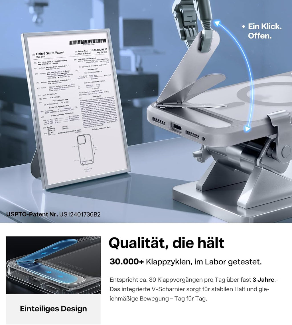 TORRAS Ostand L1 Hülle für iPhone 16 Pro für MagSafe Case, Schwarz