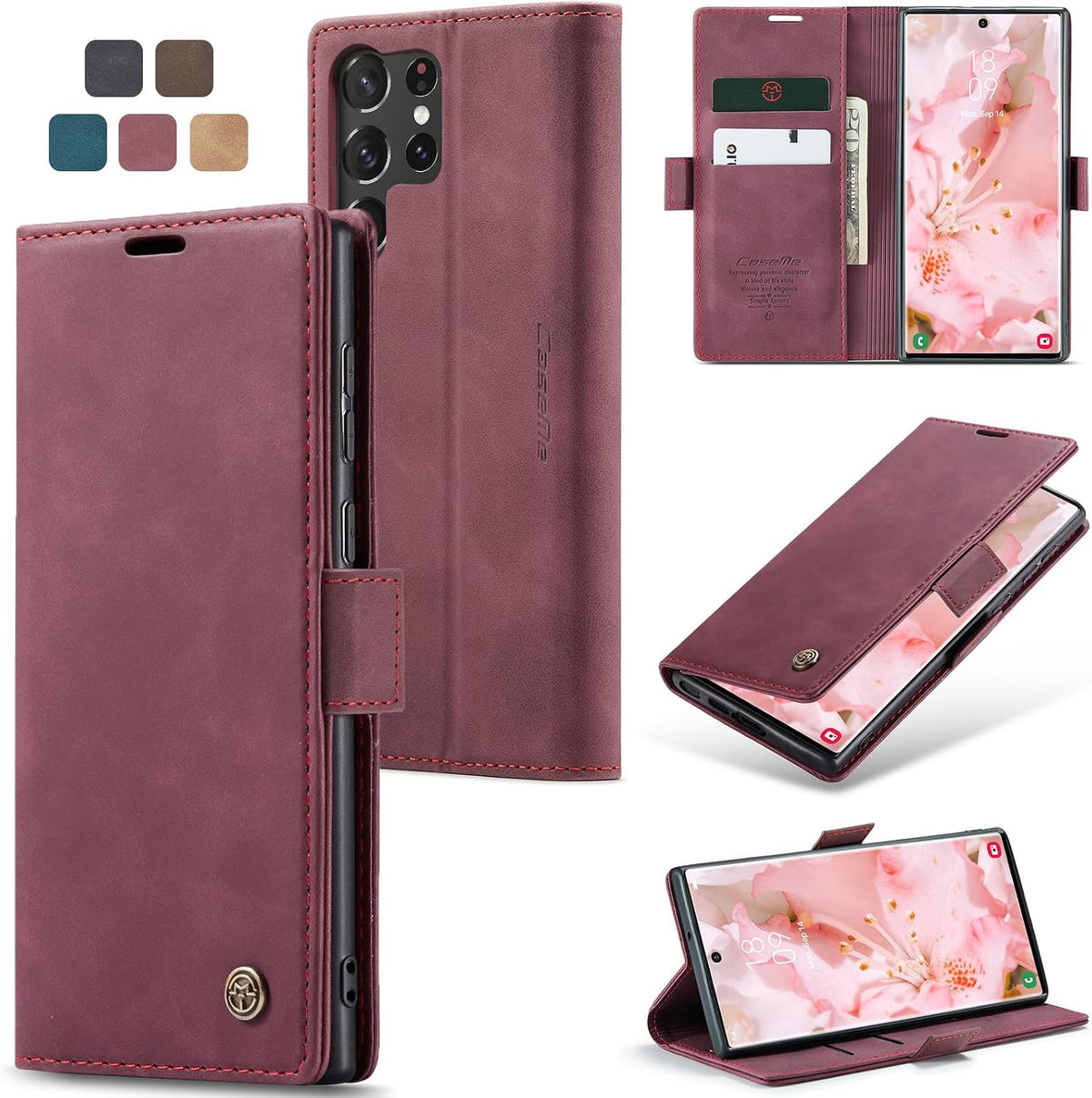 Handyhülle für Honor Magic 6 Pro Hülle Premium PU Klapphülle RFID Lederhülle Faltbare Schutzhülle Kartenfach Standfunktion Handytasche Hülle Honor Magic 6 Pro 5G - Schwarz