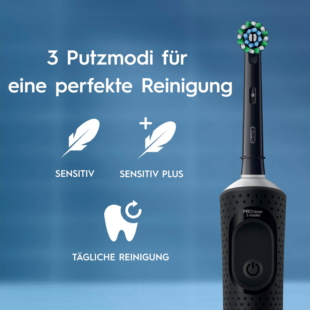 Oral-B Vitality Pro Elektrische Zahnbürste/Electric Toothbrush, 3 Putzmodi für Zahnpflege & Protect X Clean Zahnbürstenkopf, Geschenk Mann/Frau, Designed by Braun, schwarz, 1 stück (1er Pack)