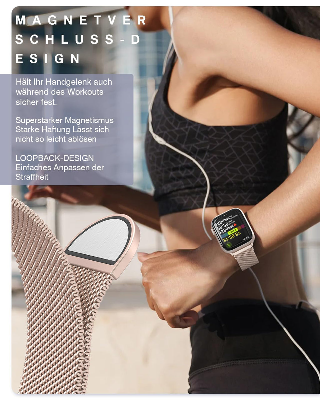 OULUOQI Edelstahl Milanaise Armband für Apple Watch 44mm 46mm 45mm 49mm