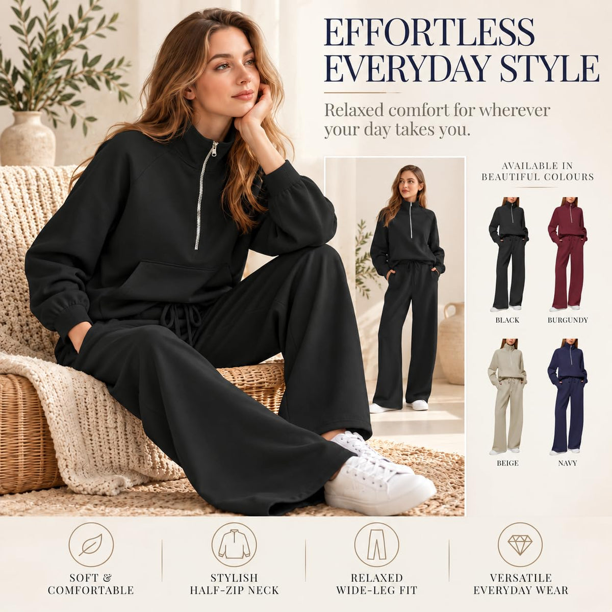 Tracksuit Womens Full Set Lounge Wear Sets for Women UK Comfort Long Sleeve Activewear Fall Outfits Gym 2 Piece Ladies Sweatshirts Joggers
