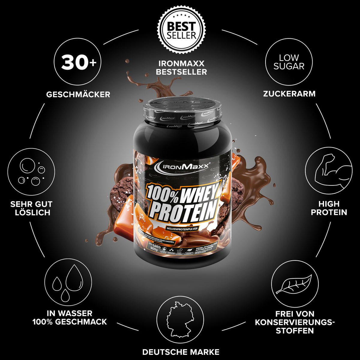 IronMaxx 100% Whey Protein Pulver - French Vanilla 500g Beutel | zuckerreduziertes, wasserlösliches Eiweißpulver aus Molkenprotein | viele verschiedene Geschmacksrichtungen