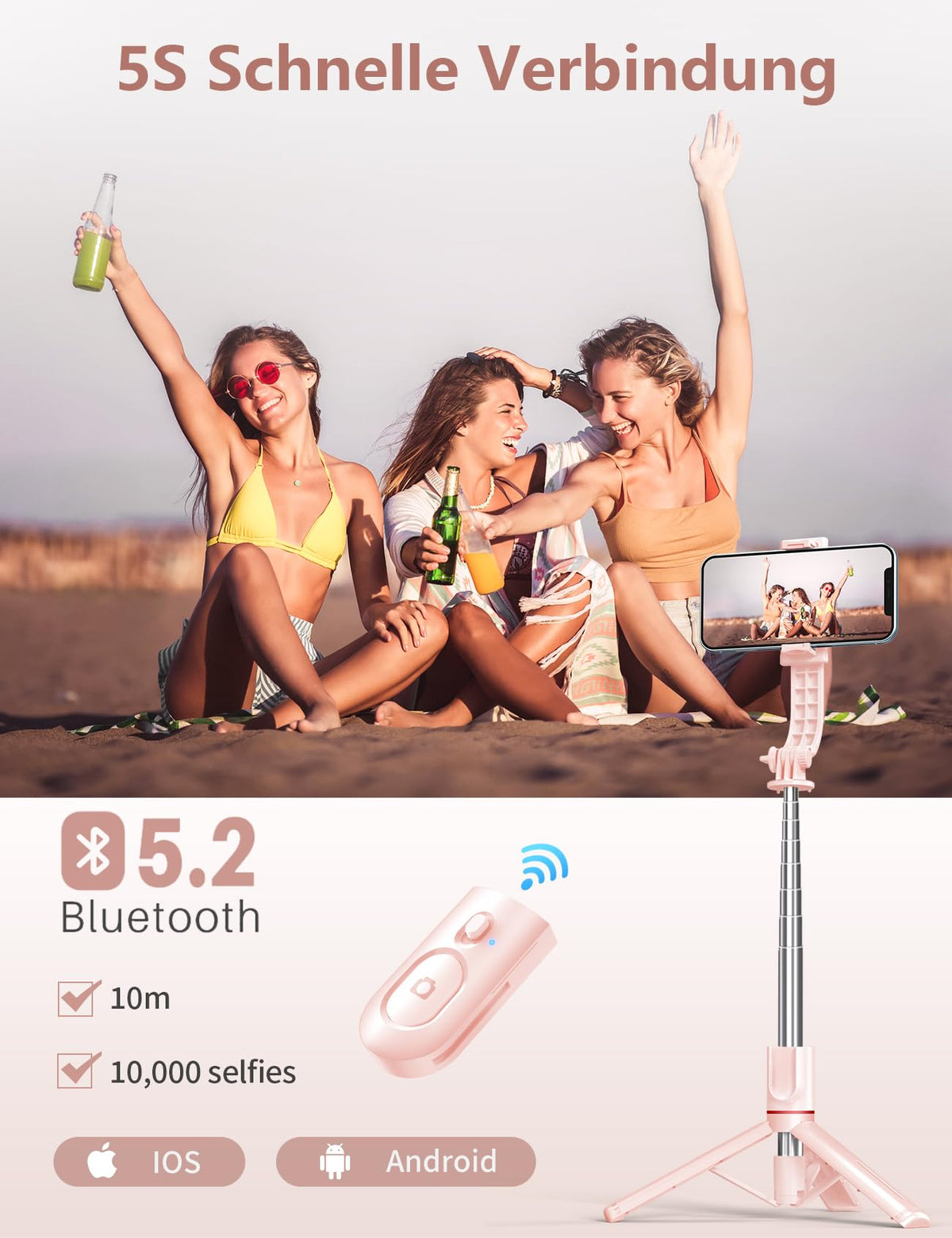 Selfiestick Stativ und Fernbedienung, 2 Fülllicht Stativ für Smartphones