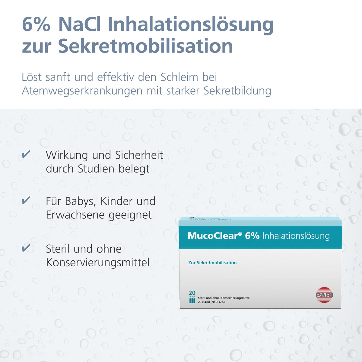 PARI NaCl 0,9% Inhalationslösung - isoton (0,9% Kochsalz),60 x 2,5 ml