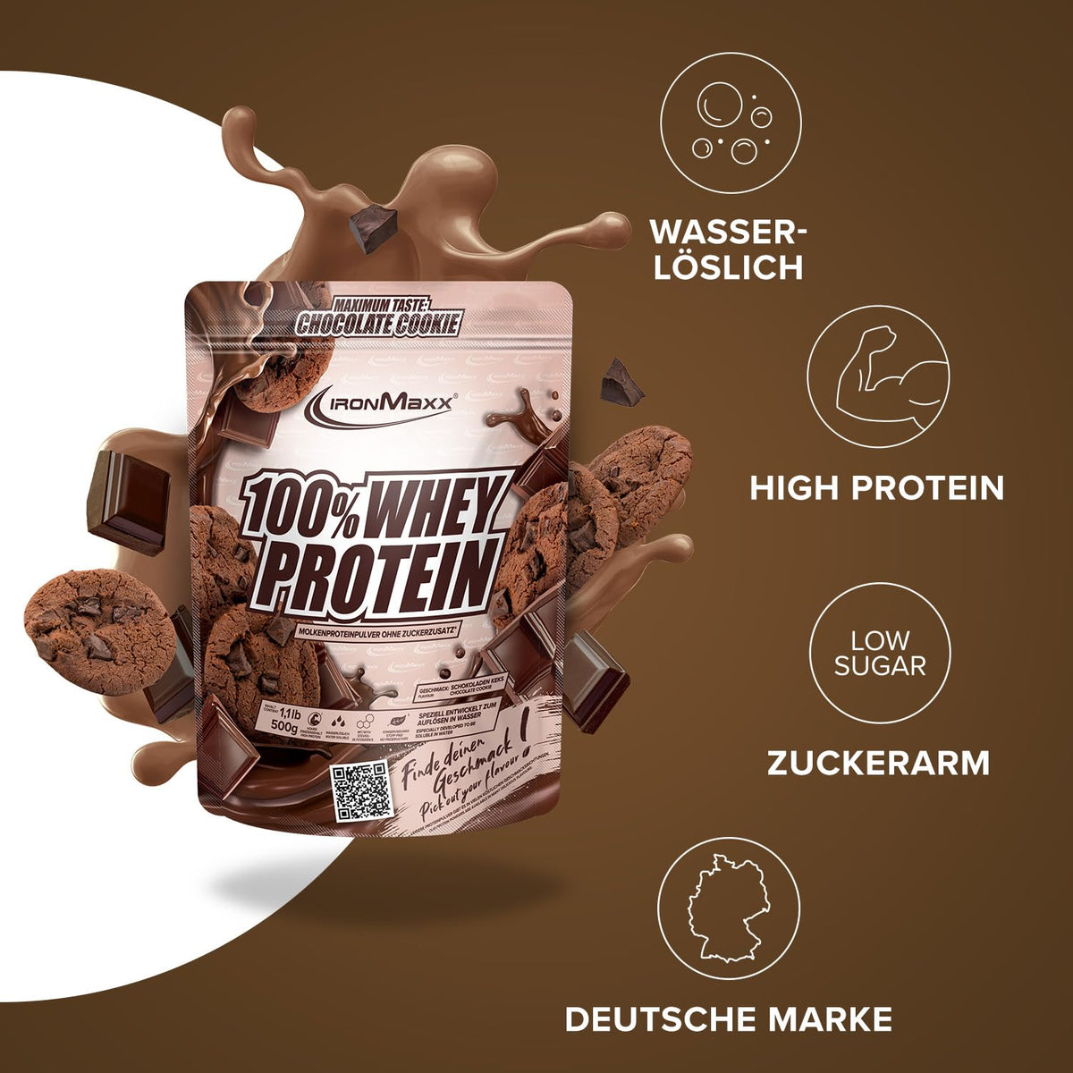 IronMaxx 100% Whey Protein Pulver - French Vanilla 500g Beutel | zuckerreduziertes, wasserlösliches Eiweißpulver aus Molkenprotein | viele verschiedene Geschmacksrichtungen