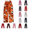 Chnnamzu Damen-Pyjamahose aus Flanell, warmes und weiches Fleece-Pyjamaunterteil, süßes Cartoon-Katzen-Motiv, Kawaii-Mode, lässige Nachtwäsche, Loungewear-Hose