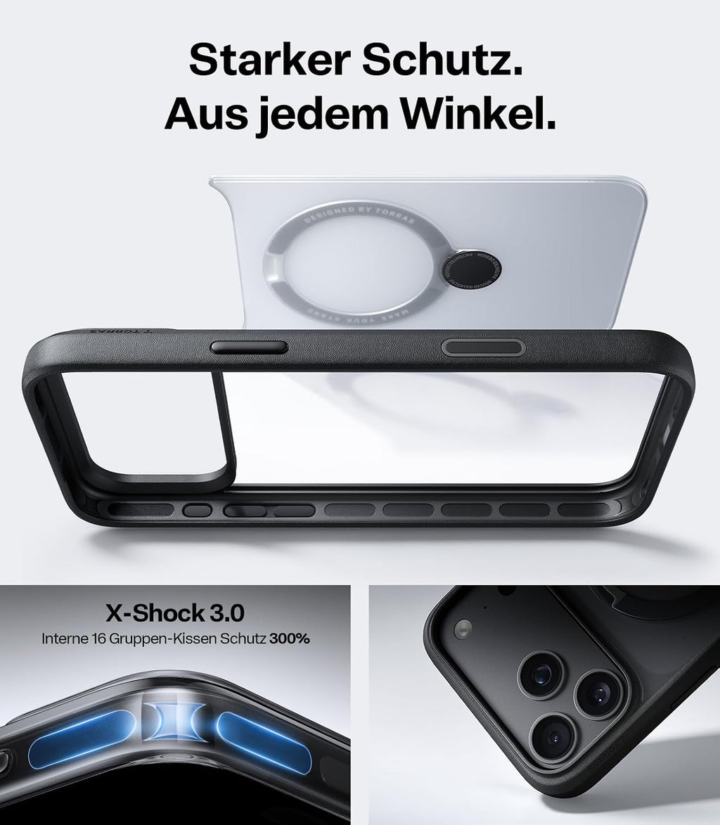 TORRAS Ostand Q3 Spin für iPhone 18 Pro Hülle für MagSafe 360°Stand Schwarz