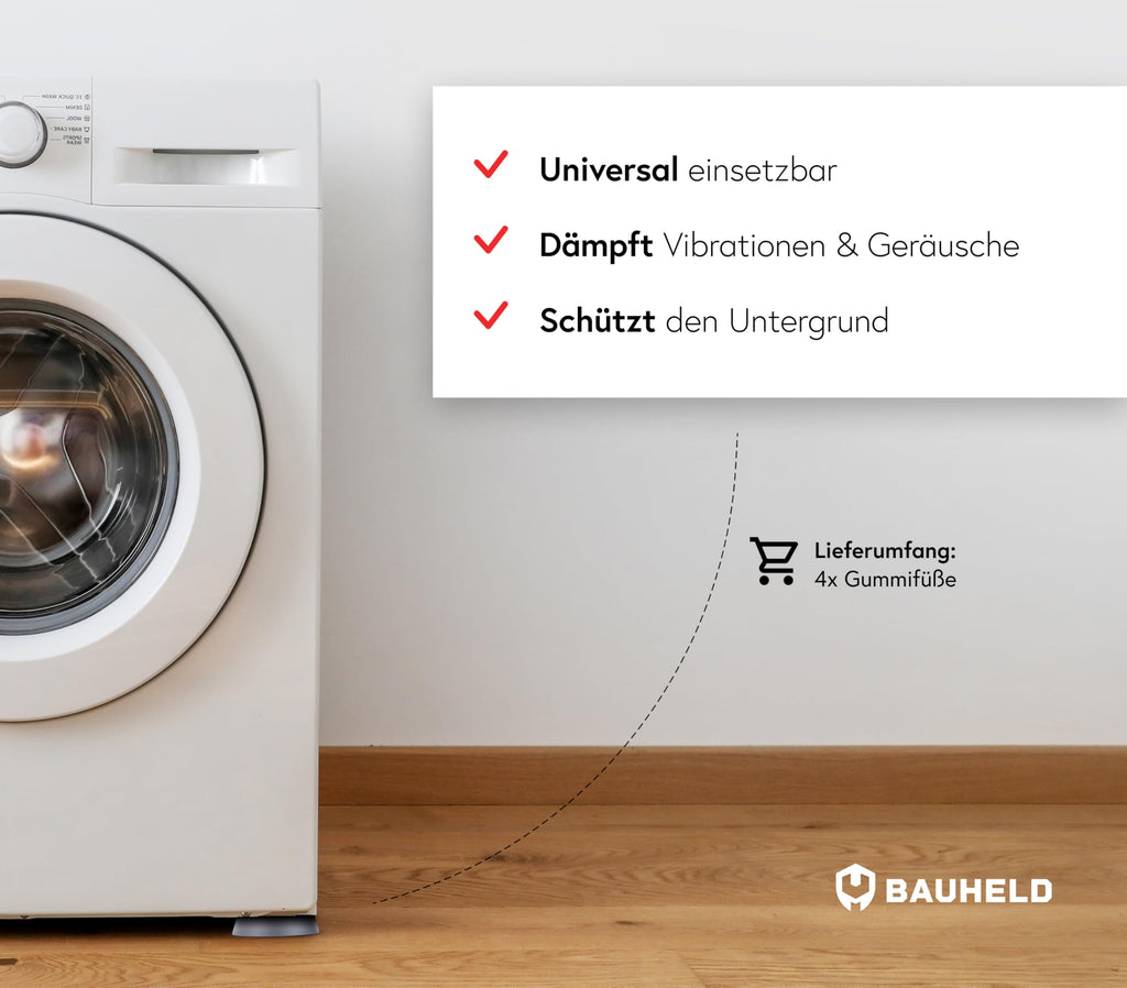 BAUHELD 4x Schwingungsdämpfer Waschmaschine und Trockner - Schwarz