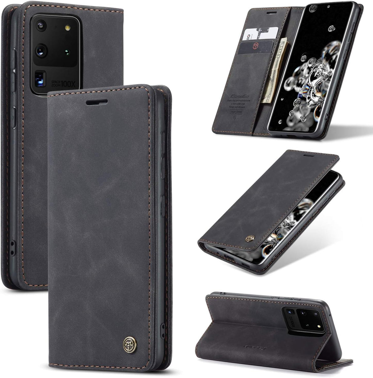 Handyhülle für Honor Magic 6 Pro Hülle Premium PU Klapphülle RFID Lederhülle Faltbare Schutzhülle Kartenfach Standfunktion Handytasche Hülle Honor Magic 6 Pro 5G - Schwarz