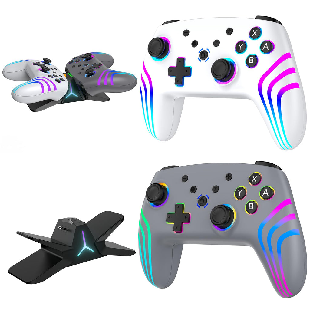 Reddening Switch 2 Controller für Switch/Switch 2/Switch Lite/Switch OLED,Switch Controller mit Doppel Vibration,Switch 2 Pro Controller mit 6 Achsen Gyro,Hall Joystick,Aufwachen,Turbo (Weiß Schwarz)