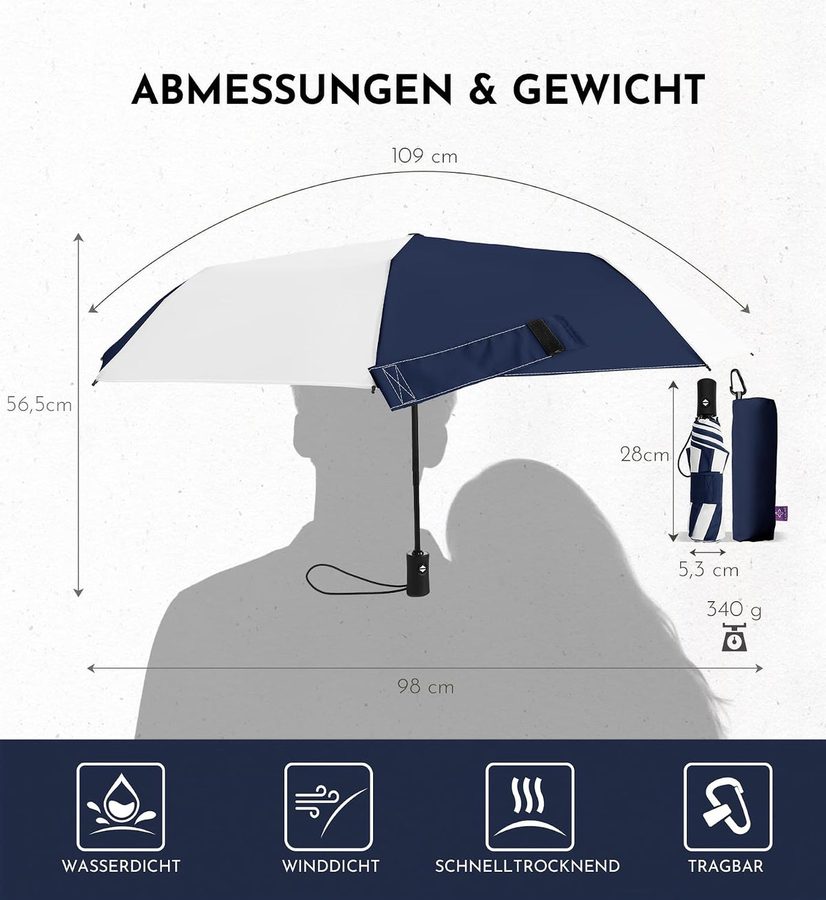 LILAC Regenschirm Klein Stabil Windfest