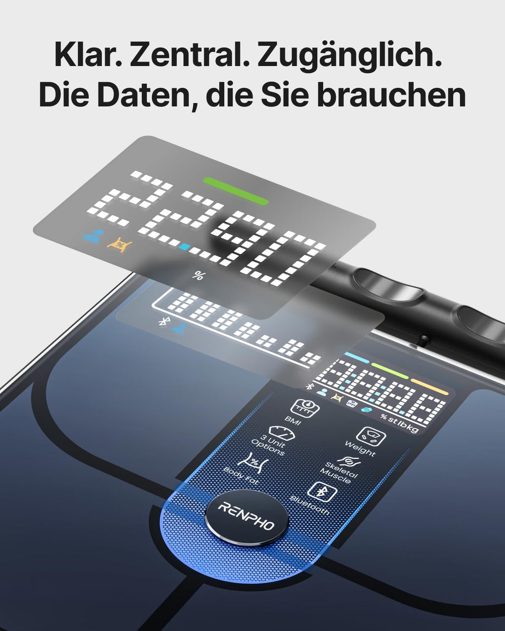 RENPHO Personenwaage, Körperwaage mit Hochpräzisions-Sensoren