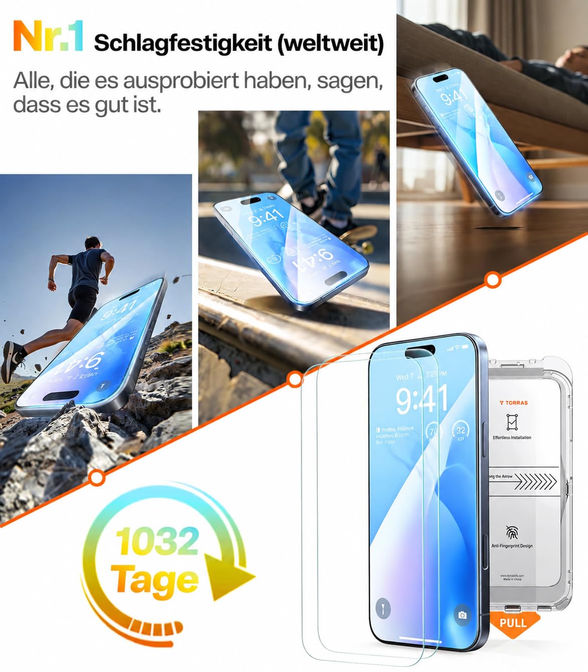 TORRAS für iPhone 18 Pro 9H+ Kratzfest Kameraschutz HD-Klares, Grau
