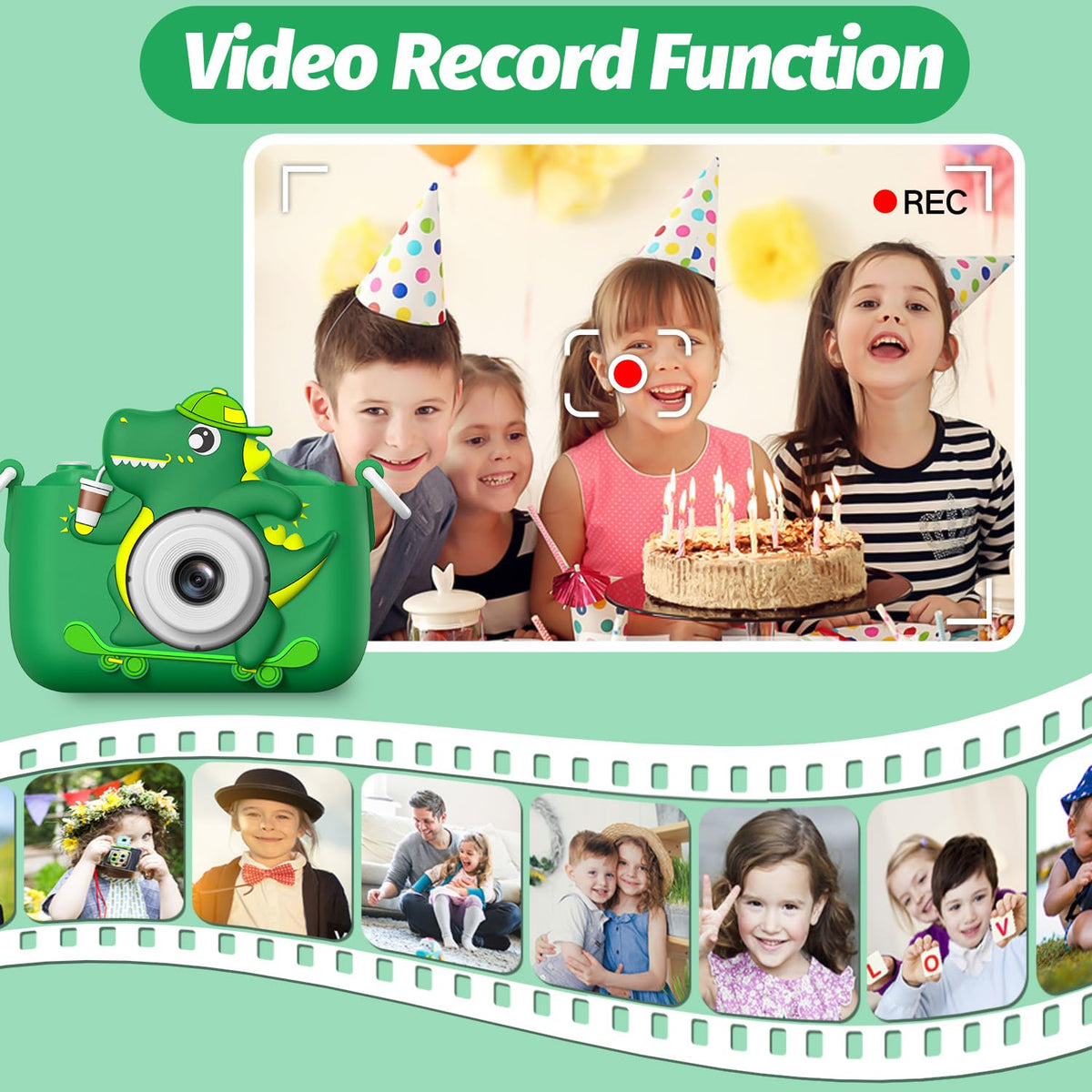 Goopow Kids Camera Toys for 3-8 Year Old Girls Boys,Children Digital Video Camcorder Camera with Cartoon Soft Cover, Best Chritmas Birthday Festival Gift for Kids
