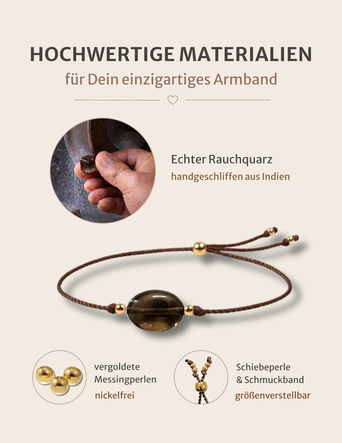 happymaker Edelstein Armband Damen als Kraftgeber, handmade in Deutschland