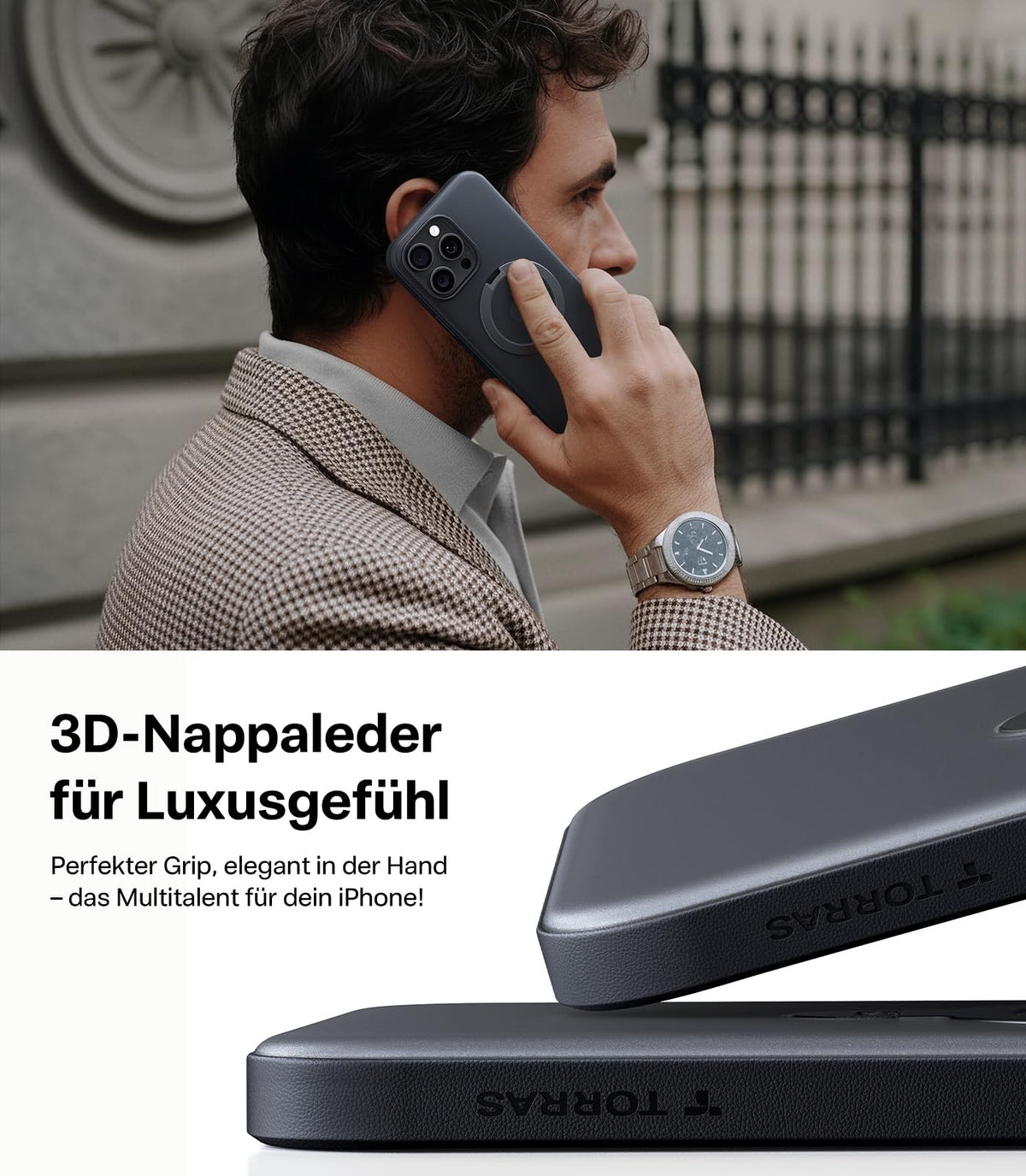 TORRAS Ostand Q3 Spin für iPhone 18 Pro Hülle für MagSafe 360°Stand Schwarz