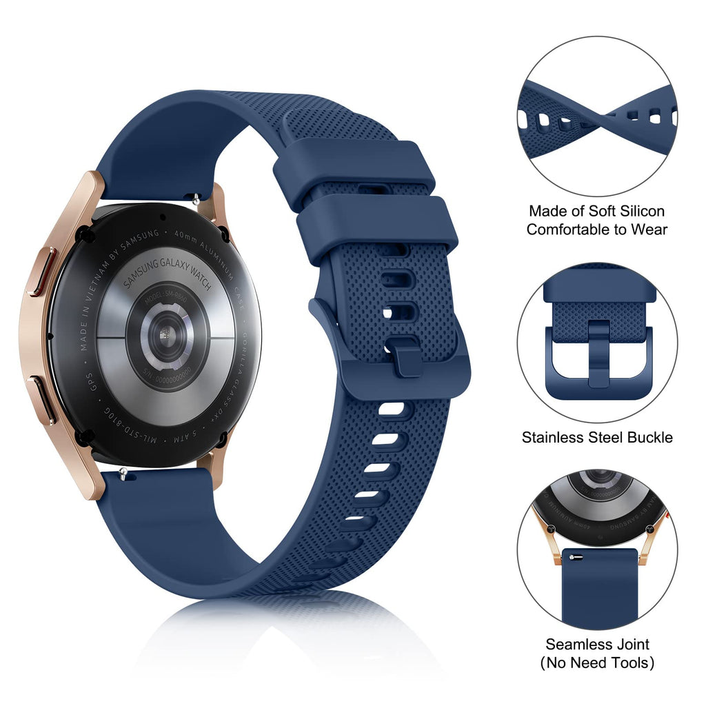 Wanme 20mm Bracelet de Montre en Silicone, Souple Bracelet de Replacement en Dégagement Rapide avec Boucle en Même Couleur Homme Femme 20mm, Starlight